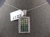 EXTRA LARGE 3.58CT DIAMOND & AAA BLUISH-GREEN SAPPHIRE 14KT WHITE GOLD PENDANT