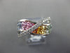 3.02CT DIAMOND & AAA RAINBOW SAPPHIRE 14KT WHITE GOLD CRISS CROSS INFINITY RING