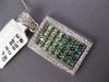 EXTRA LARGE 3.58CT DIAMOND & AAA BLUISH-GREEN SAPPHIRE 14KT WHITE GOLD PENDANT