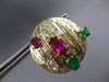 LARGE 12.56CT DIAMOND & AAA RUBY & EMERALD 14KT YELLOW GOLD 3D CLIP ON EARRINGS