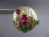 LARGE 12.56CT DIAMOND & AAA RUBY & EMERALD 14KT YELLOW GOLD 3D CLIP ON EARRINGS