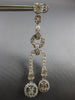 LARGE 2.90CT DIAMOND 18KT WHITE GOLD 3D ROUND & BAGUETTE OVAL HANGING EARRINGS