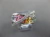 3.02CT DIAMOND & AAA RAINBOW SAPPHIRE 14KT WHITE GOLD CRISS CROSS INFINITY RING