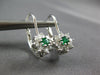 ESTATE .53CT DIAMOND & EMERALD 14KT WHITE GOLD FLOWER LEVERBACK HANGING EARRINGS