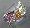 3.02CT DIAMOND & AAA RAINBOW SAPPHIRE 14KT WHITE GOLD CRISS CROSS INFINITY RING