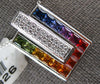 LARGE 2.67CT DIAMOND & AAA RAINBOW SAPPHIRE 14KT WHITE GOLD PRINCESS CUT PENDANT