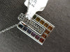 LARGE 2.67CT DIAMOND & AAA RAINBOW SAPPHIRE 14KT WHITE GOLD PRINCESS CUT PENDANT