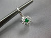 ESTATE .53CT DIAMOND & EMERALD 14KT WHITE GOLD FLOWER LEVERBACK HANGING EARRINGS