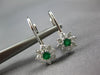 ESTATE .53CT DIAMOND & EMERALD 14KT WHITE GOLD FLOWER LEVERBACK HANGING EARRINGS