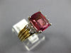 LARGE 2.16CT DIAMOND & AAA PINK SAPPHIRE 14K 2 TONE GOLD CUSHION ENGAGEMENT RING