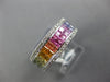 3.70CT DIAMOND & AAA RAINBOW SAPPHIRE 14K WHITE GOLD PRINCESS INVISIBLE FUN RING