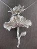ESTATE EXTRA LARGE 2.36CT DIAMOND 18KT WHITE GOLD 3D CLASSIC FLOWER BROOCH PIN