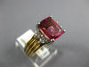 LARGE 2.16CT DIAMOND & AAA PINK SAPPHIRE 14K 2 TONE GOLD CUSHION ENGAGEMENT RING