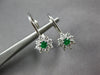 ESTATE .53CT DIAMOND & EMERALD 14KT WHITE GOLD FLOWER LEVERBACK HANGING EARRINGS