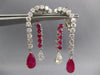 8.35CT DIAMOND & AAA RUBY 14KT WHITE GOLD 3D ROUND & PEAR SHAPE CLIP ON EARRINGS