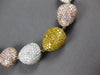EXTRA LARGE 65.56CT WHITE PINK & CANARY DIAMOND 18KT TRI COLOR GOLD FUN NECKLACE