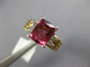 LARGE 2.16CT DIAMOND & AAA PINK SAPPHIRE 14K 2 TONE GOLD CUSHION ENGAGEMENT RING