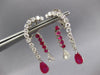 8.35CT DIAMOND & AAA RUBY 14KT WHITE GOLD 3D ROUND & PEAR SHAPE CLIP ON EARRINGS