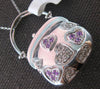 LARGE .41CT DIAMOND & AAA PINK SAPPHIRE 14K WHITE GOLD MULTI HEART PURSE PENDANT