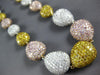 EXTRA LARGE 65.56CT WHITE PINK & CANARY DIAMOND 18KT TRI COLOR GOLD FUN NECKLACE