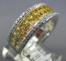 3.70CT DIAMOND & AAA RAINBOW YELLOW SAPPHIRE 14KT WHITE GOLD 3D ANNIVERSARY RING