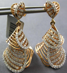 ESTATE LARGE 2.02CT DIAMOND 14KT ROSE GOLD MULTI ROW FUN CONE HANGING EARRINGS