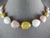 EXTRA LARGE 65.56CT WHITE PINK & CANARY DIAMOND 18KT TRI COLOR GOLD FUN NECKLACE
