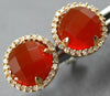 ESTATE 2.81CT DIAMOND & AAA CARNELIAN 14KT ROSE GOLD 3D ROUND HALO STUD EARRINGS