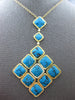 LARGE .50CT DIAMOND & AAA TURQUOISE 14KT YELLOW GOLD MULTI SQUARE FUN NECKLACE