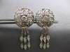 ANTIQUE 4.23CT DIAMOND 14KT WHITE GOLD 3D CIRCULAR MULTI LEAF HANGING EARRINGS