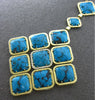 LARGE .50CT DIAMOND & AAA TURQUOISE 14KT YELLOW GOLD MULTI SQUARE FUN NECKLACE