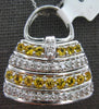 LARGE 1.23CT DIAMOND AAA YELLOW SAPPHIRE 14KT WHITE GOLD MULTI ROW PURSE PENDANT