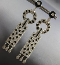 EXTRA LARGE 4.5CT DIAMOND & BLACK ENAMEL 18KT WHITE GOLD 3D HANGING EARRINGS