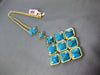LARGE .50CT DIAMOND & AAA TURQUOISE 14KT YELLOW GOLD MULTI SQUARE FUN NECKLACE