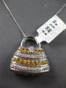 LARGE 1.23CT DIAMOND AAA YELLOW SAPPHIRE 14KT WHITE GOLD MULTI ROW PURSE PENDANT