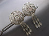 ANTIQUE 4.23CT DIAMOND 14KT WHITE GOLD 3D CIRCULAR MULTI LEAF HANGING EARRINGS