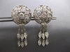 ANTIQUE 4.23CT DIAMOND 14KT WHITE GOLD 3D CIRCULAR MULTI LEAF HANGING EARRINGS