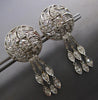 ANTIQUE 4.23CT DIAMOND 14KT WHITE GOLD 3D CIRCULAR MULTI LEAF HANGING EARRINGS