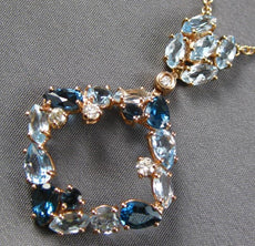 4.75CT DIAMOND AAA BLUE TOPAZ & LONDON BLUE TOPAZ 14KT ROSE GOLD LARIAT NECKLACE