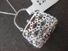 LARGE .61CT DIAMOND & AAA PINK SAPPHIRE 14KT WHITE GOLD MULTI ROW PURSE PENDANT