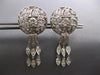 ANTIQUE 4.23CT DIAMOND 14KT WHITE GOLD 3D CIRCULAR MULTI LEAF HANGING EARRINGS