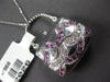 LARGE .61CT DIAMOND & AAA PINK SAPPHIRE 14KT WHITE GOLD MULTI ROW PURSE PENDANT