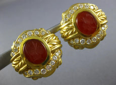 ESTATE LARGE 2.0CT DIAMOND & CARNELIAN 18KT YELLOW GOLD ROMAN SOLDIER EARRINGS
