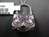 LARGE .61CT DIAMOND & AAA PINK SAPPHIRE 14KT WHITE GOLD MULTI ROW PURSE PENDANT