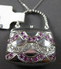 LARGE .61CT DIAMOND & AAA PINK SAPPHIRE 14KT WHITE GOLD MULTI ROW PURSE PENDANT