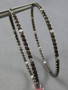 LARGE 3.79CT DIAMOND & MOCHA FANCY SAPPHIRE 14K BLACK GOLD HOOP HANGING EARRINGS