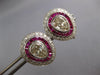 ANTIQUE 4.25CT DIAMOND & AAA RUBY PLATINUM ROUND & BAGUETTE TEAR DROP EARRINGS