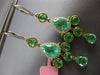LARGE 8.59CT DIAMOND & AAA EMERALD 18K TRI COLOR GOLD LEVERBACK HANGING EARRINGS