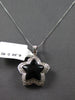 LARGE .22CT DIAMOND & AAA ONYX 14KT WHITE GOLD STAR HEART LOVE FLOATING PENDANT