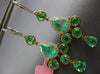 LARGE 8.59CT DIAMOND & AAA EMERALD 18K TRI COLOR GOLD LEVERBACK HANGING EARRINGS